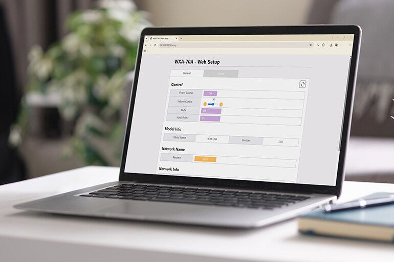 Web setup interface displayed on a computer