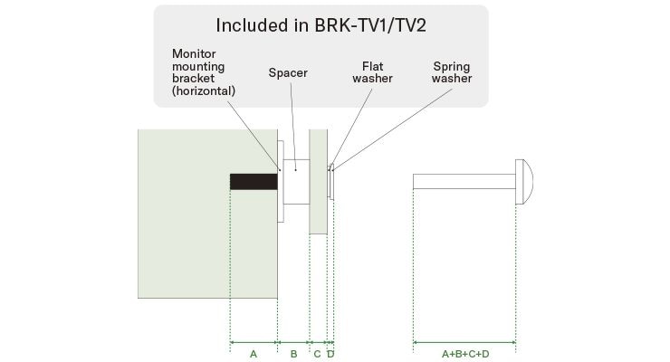 Ich habe versucht, den CS-800 oder CS-500 mit der BRK-TV1/BRK-TV2 an einem Fernseher zu installieren, aber die beigefügten Schrauben (M8 x 15mm oder M8 x 35mm) haben nicht die richtige Länge.