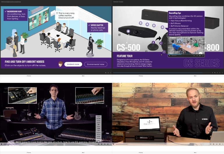 Hervorgehobenes Bild für Audioversity Online mit dem Slogan "Audio lernen mit Klarheit und Leichtigkeit", das Szenen aus den aktuellen Trainingsvideos zeigt.